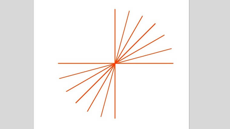 ドキュワークスの直線は、15度単位で線が引ける